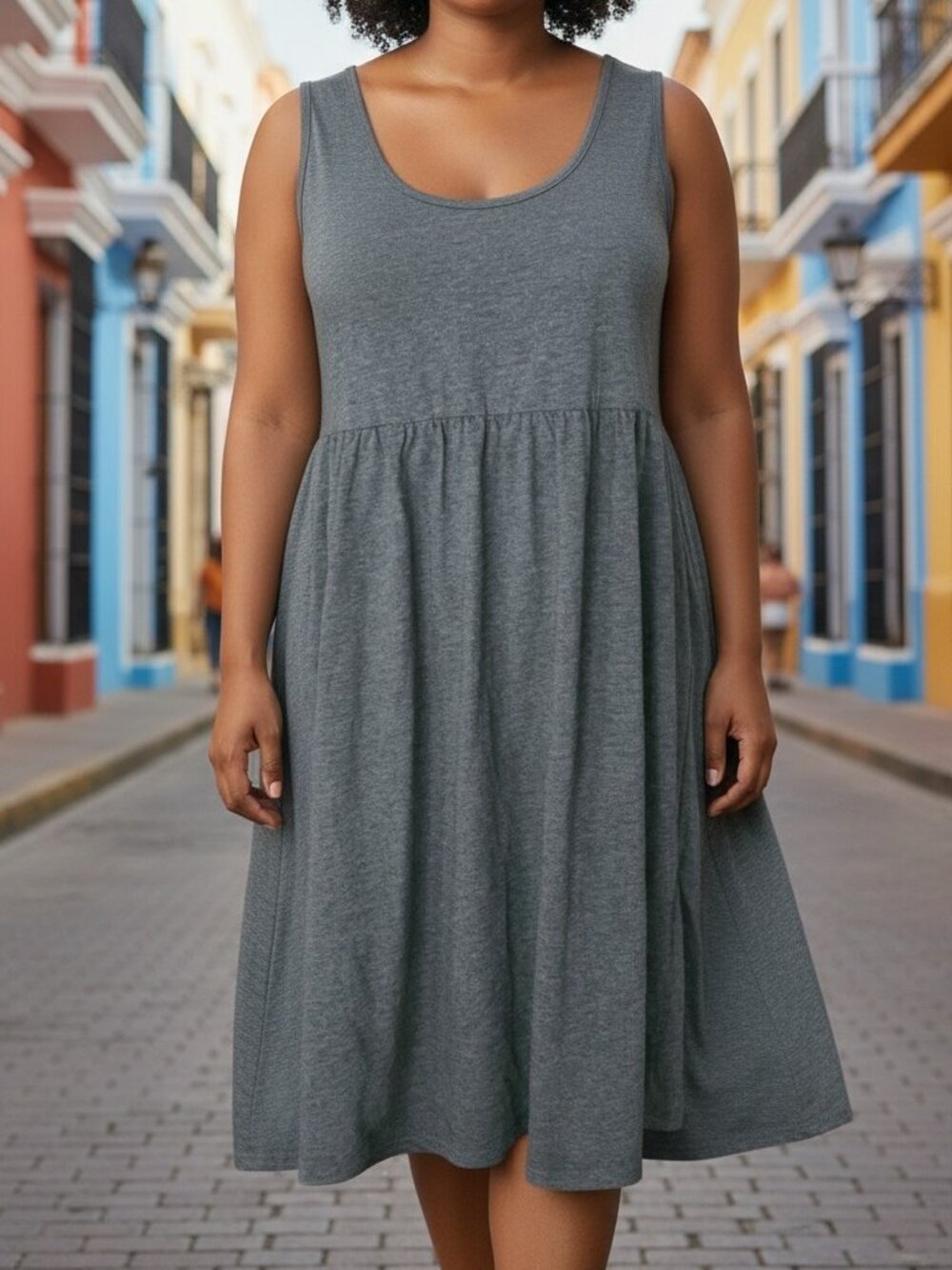 NWT LAUREN JAMES (XL) Gray Sleeveless Tank Dress Crew neck dress